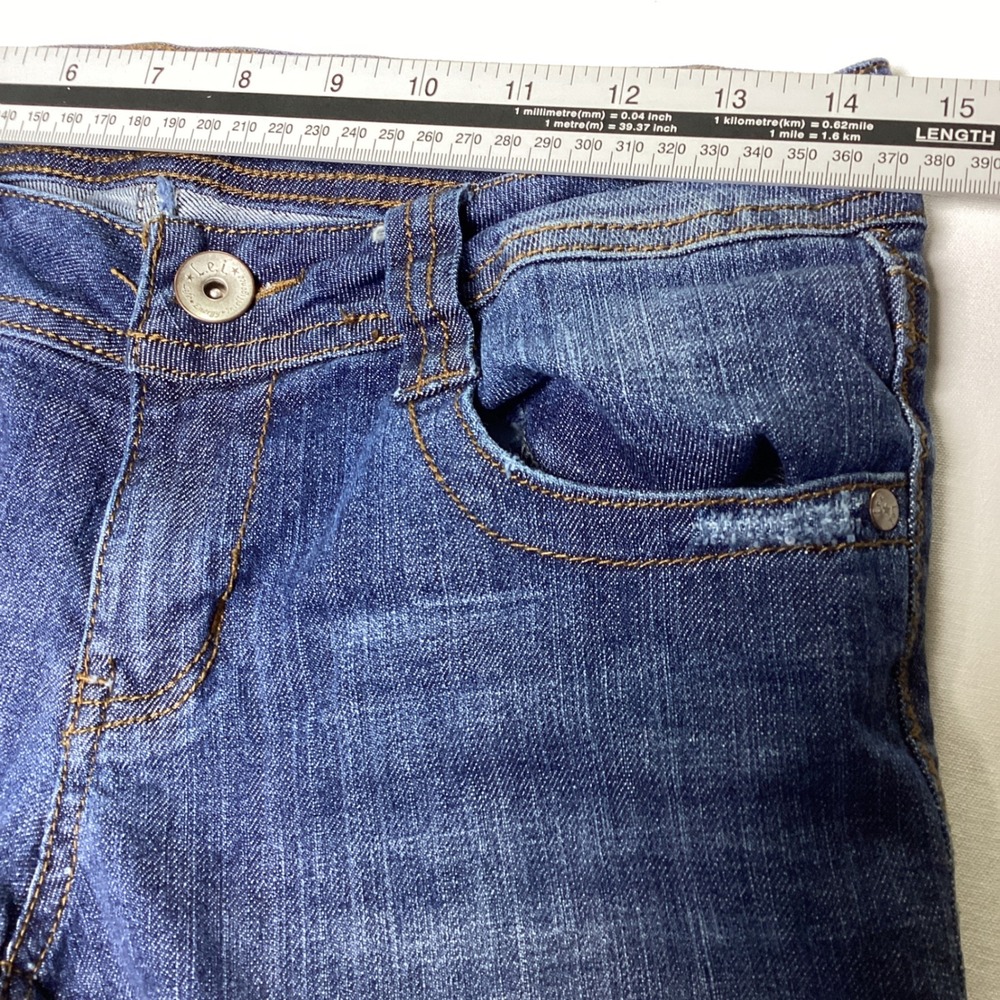 L.e.i Size 7 Low Rise Y2K Flare Jeans Medium Wash Stretch Denim - Picture 5 of 8